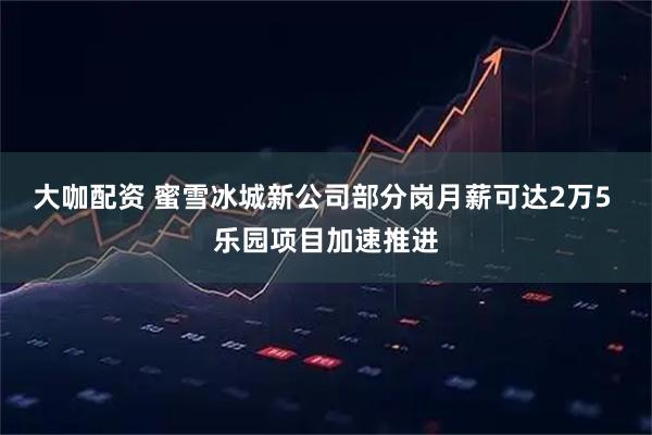 大咖配资 蜜雪冰城新公司部分岗月薪可达2万5 乐园项目加速推进